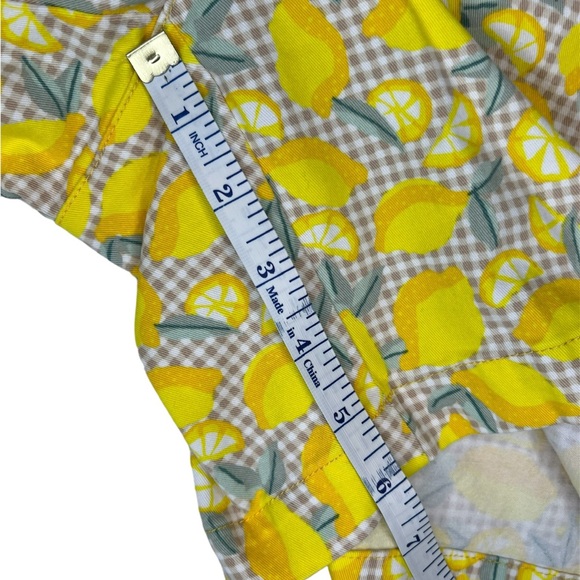 Lands' End cotton yellow lemon gingham print shorts pockets petite size 6P - Picture 9 of 11